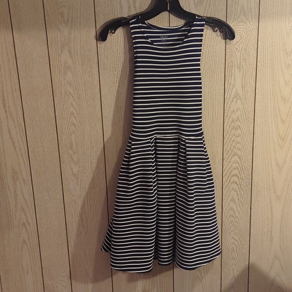 SO Brand Navy & White‎ Striped Sleeveless Dress w Back Cutout Size S